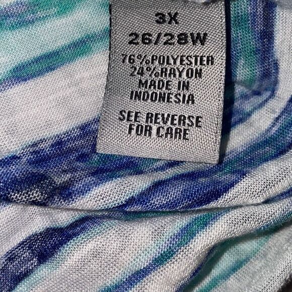 Catherine’s Sleeveless Top Tank Blue White Stripe Size 3X - Picture 3 of 9